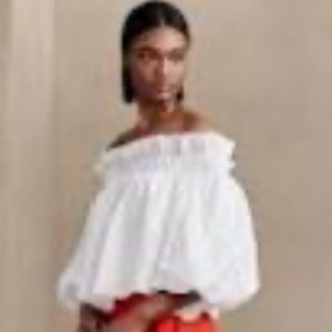 Banana Republic White Bria Off Shoulder Linen Top Size M